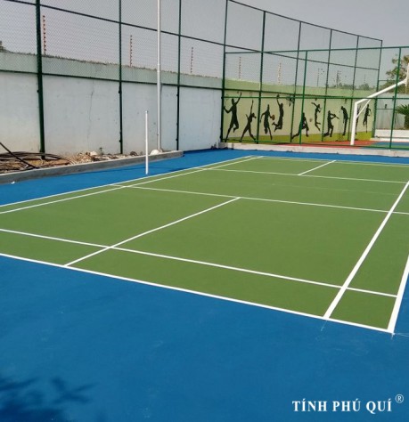 Làm chung mặt sân padel tennis - pickleball cao cấp 9 lớp sơn có 10% Hạt Cao Su TopSports nhựa nguội